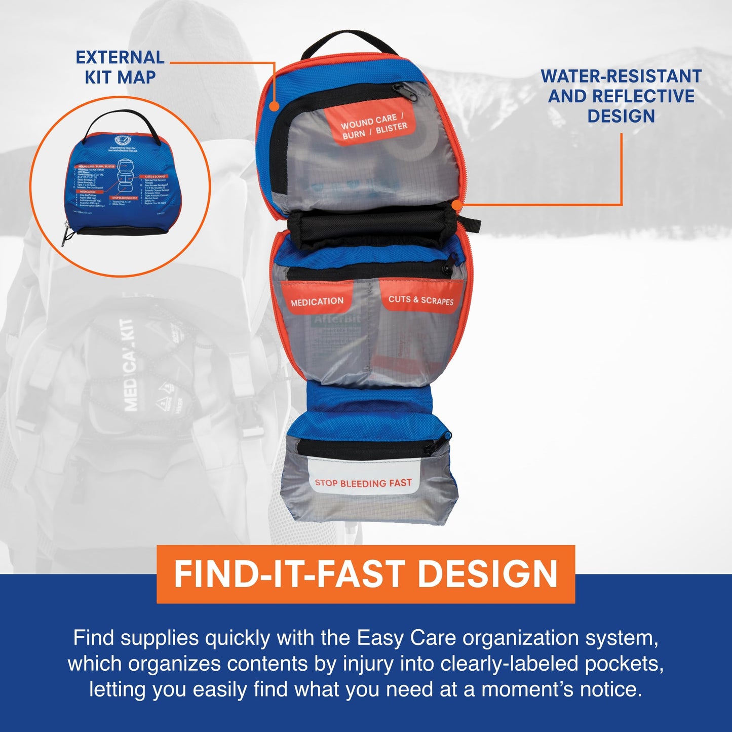 Adventure Medical Kits Mountain Series Medical Kit - Hiker - Emergency Medical First Aid Kit - For 2 People for 2 Days - Comes with a Trauma Pad, Medicine, Guide Book & More