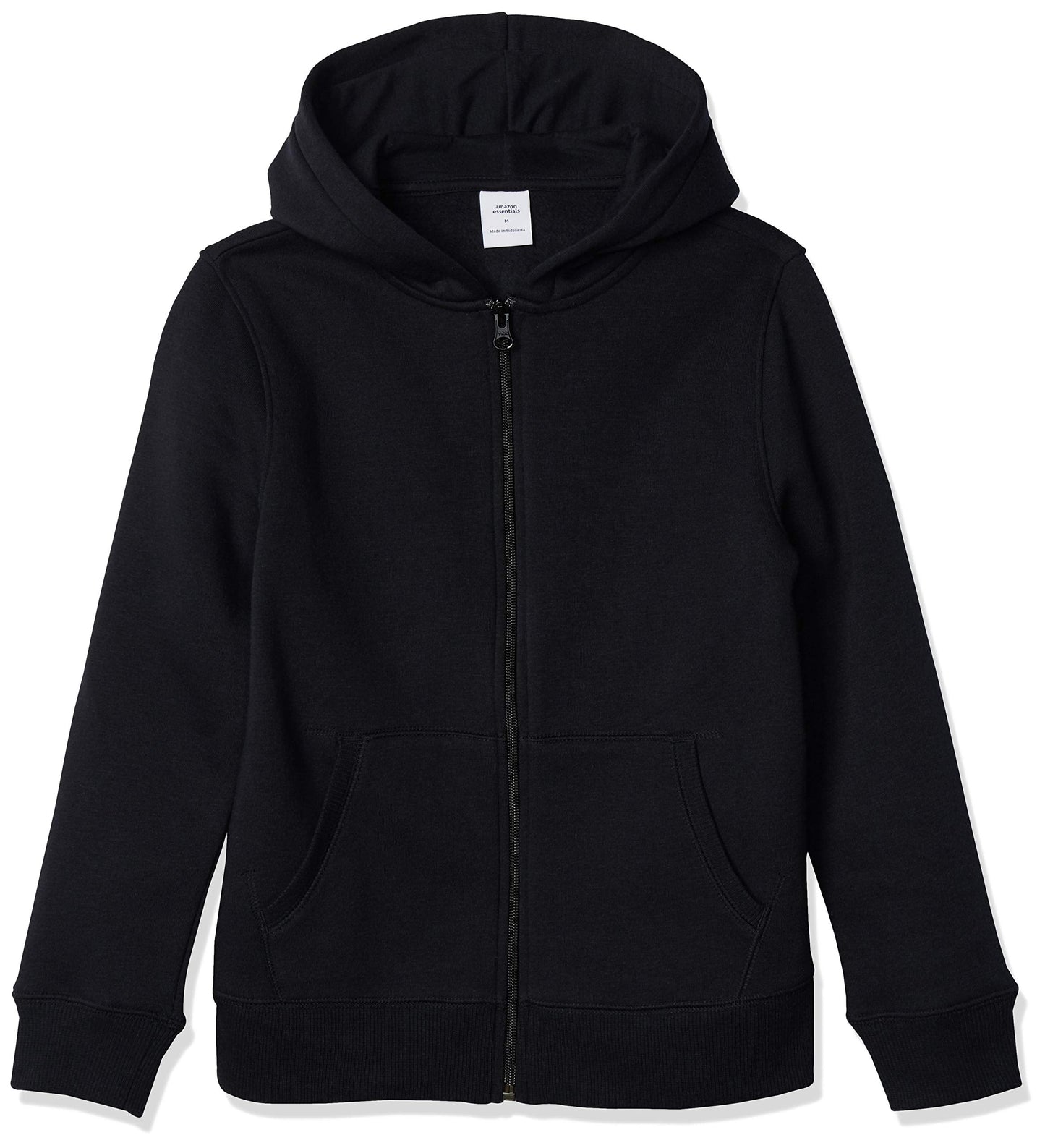 Amazon Essentials Hoodies - Boys' Black Zip-Up Sweatshirt, Medium, Fleece