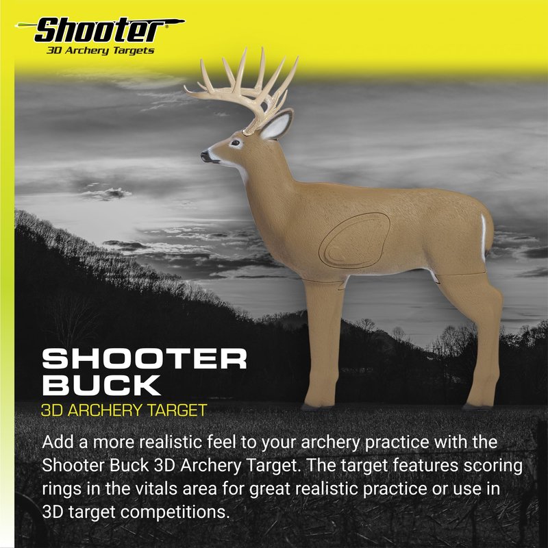SHOOTER Buck 3D Archery Target, 48” Tall, Replaceable Insert for Long Life, Weather-Resistant Construction, High-Density Impact-Response Foam Withstands Field Points, Broadheads, and Expandables
