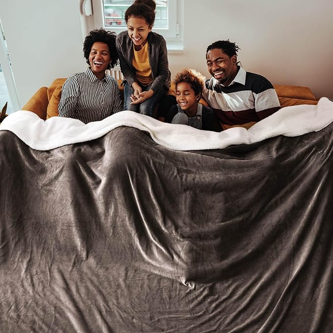 Bedsure GentleSoft Sherpa Fleece Oversized Cal King Blankets for Bed - Thick and Warm Throw for Men, Soft Fuzzy Plush Large Blanket for Winter, Brown, 112x98 Inches
