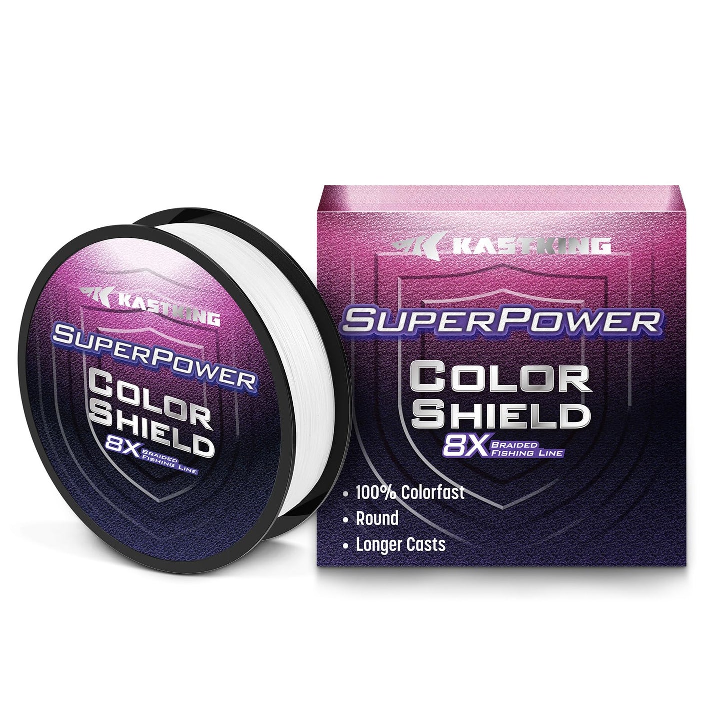 KastKing Superpower ColorShield Braided Fishing Line, White,65LB,500Yards,X8