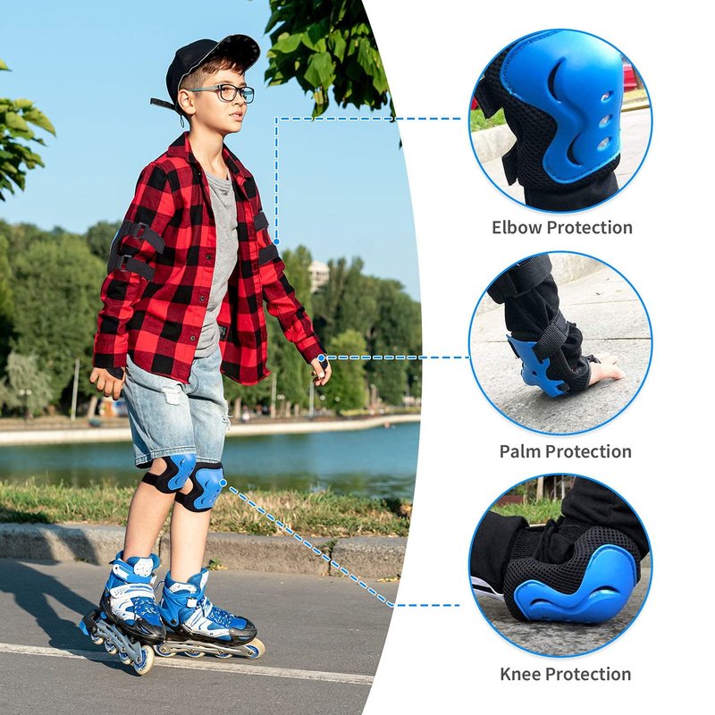 Youth/ KidsKnee Pads Elbow Pads Wrist Guards Protective Gear Set for Child Roller Skates, Cycling, Inline Skating, Scooter Skateboard, BMX Bike, Riding, and Multiple Outdoor Sports Activities