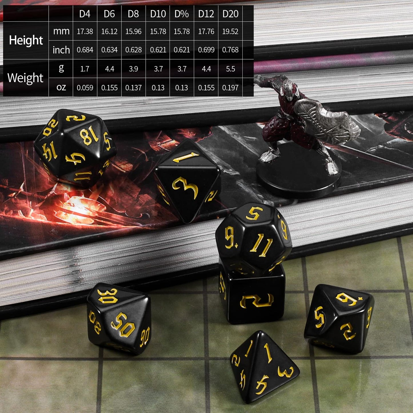 CiaraQ DND Polyhedral Dice Set with Dice Bag for Dungeons and Dragons RPG MTG Role Playing Table Games