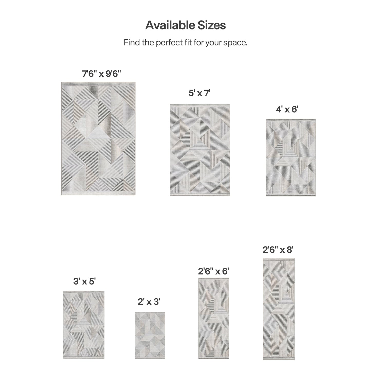 ReaLife Rugs Machine Washable Area Rug - Living Room Bedroom Bathroom Kitchen Entryway Office - Padded Low Pile Stain Resistant Premium - Modern Geometric Contemporary - Miles - Beige 5' x 7'