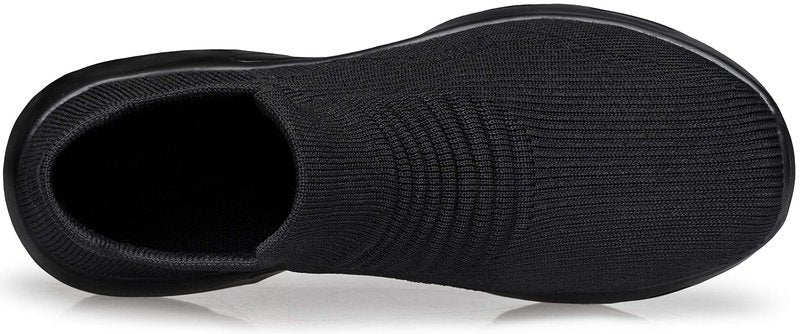 DOUSSPRT Womens Walking Sneakers Slip on Sock Shoes Mesh Air Cushion Platform Workout Tennis Loafers Fashion Casual 002 allblack US Size 8
