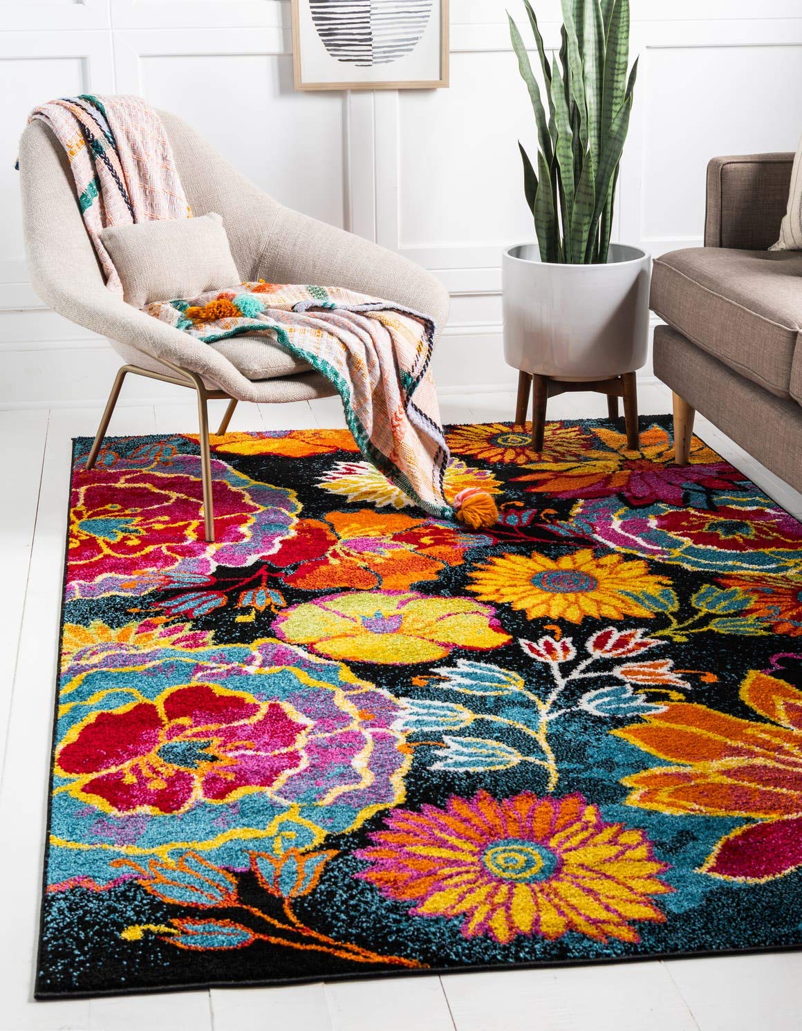 Unique Loom Lyon Collection Area Rug - Kennedy (4' x 6' Rectangle, Black/ Green)