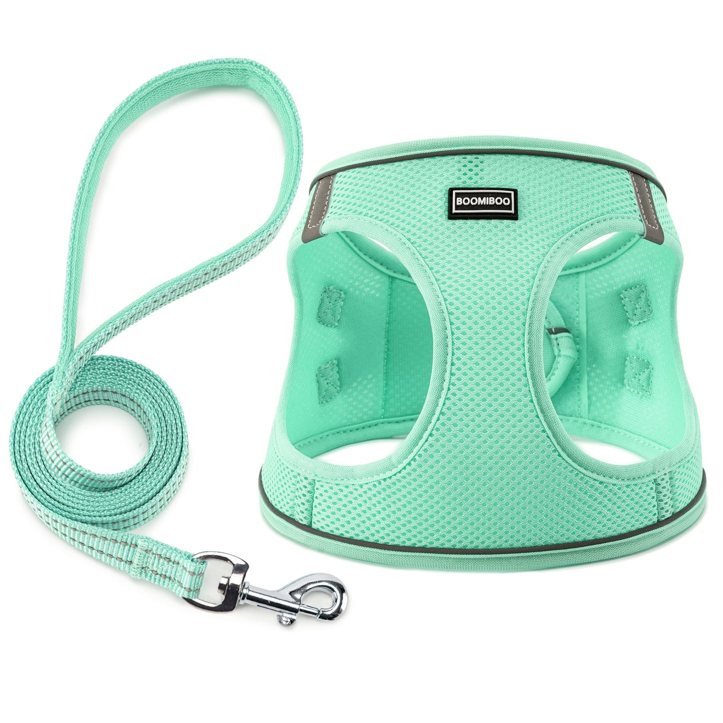 Dog Harness with Leash Set, No Pull Adjustable Reflective Step-in Puppy Pet Vest Harnesses for Small Medium Large Dogs and Cats,Green XS