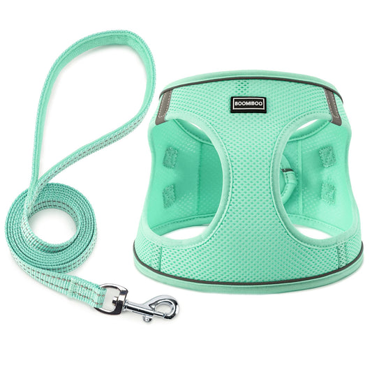 Dog Harness with Leash Set, No Pull Adjustable Reflective Step-in Puppy Pet Vest Harnesses for Small Medium Large Dogs and Cats,Green XS