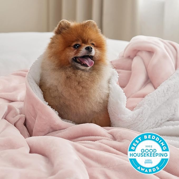 Bedsure GentleSoft Sherpa Fleece Throw Blanket for Couch - Thick and Warm Throw for Girls, Soft Fuzzy Plush Blanket for Winter, Pink, 50x60 Inches