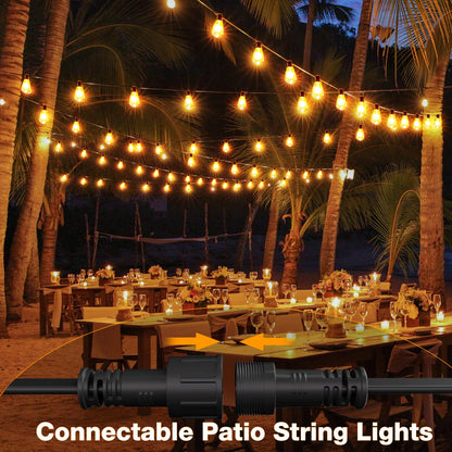 GLUROO 120FT Festoon Lights Outdoor, Garden Patio String Lights Mains Powered, 2200K Warm White, ST38 Waterproof LED String Lights with 62 Plastic Vintage Bulbs for Backyard Party Wedding