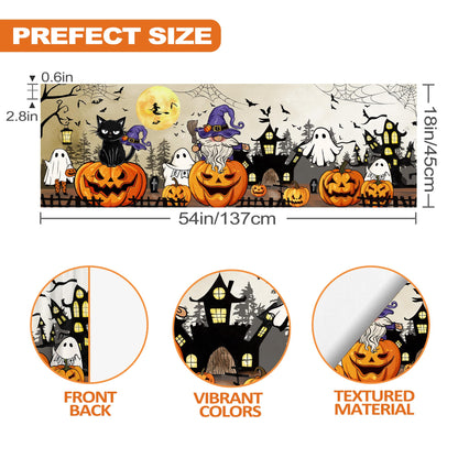 FUTBU Halloween Valance Curtain for Kitchen-Halloween Decorations Window Valance for Living Room Bedroom Scroll -Pumpkin Black Cat Ghost Decor Rod Pocket Valances-Window Treatment Valance 18"X54"
