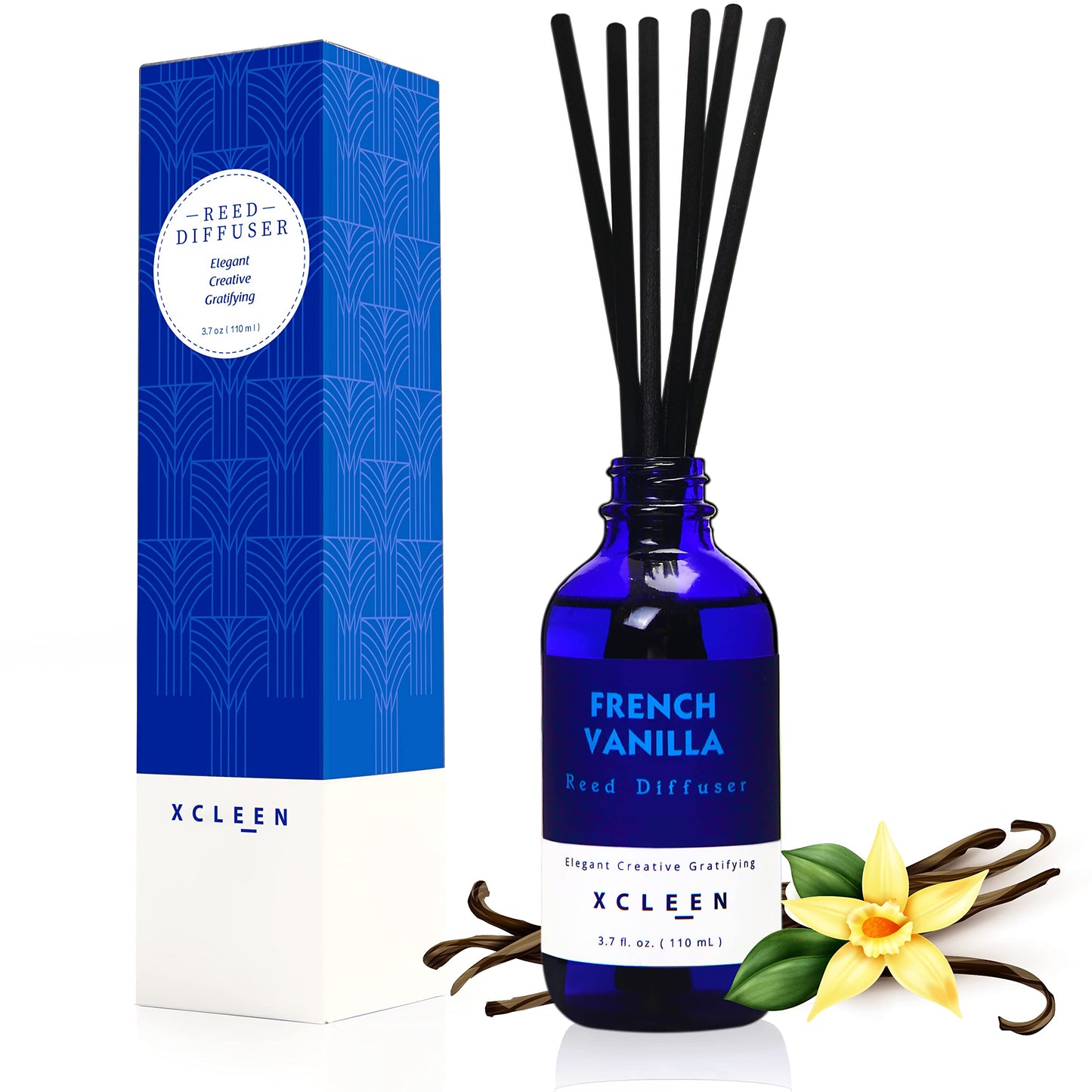 Reed Diffusers Set, 3.7 Oz Scent Diffuser, 6 Reed Diffuser Sticks, Home Fragrance Hyacinth, Peony & Citrus, Aromatherapy Oil Diffuser Reeds, More Masculine Scent, Bathroom & Office Decor 110ml