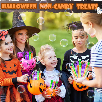 Halloween Party Favors Goodie Bag Stuffers for Kids 32 PCS, Mini Bubble Wands for Toddlers, Small Boo Trick or Treat Basket Bucket Fillers, Birthday Classroom Games Activities Supplies Prizes Gifts