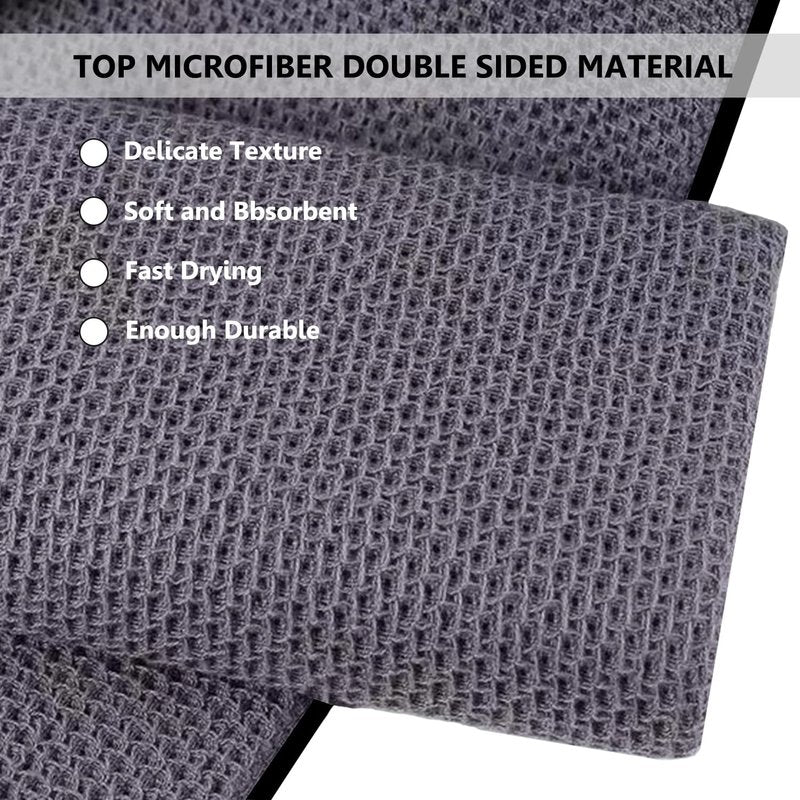 LUSTEMBER 3 Pack Large Golf Towels, 16" x 24" Tri-Fold Portable Microfiber Fabric Waffle Pattern Golf Towel for Golf Bag with Carabiner Clip to Quickly Remove Sand, Mud, Dirt and Sweat