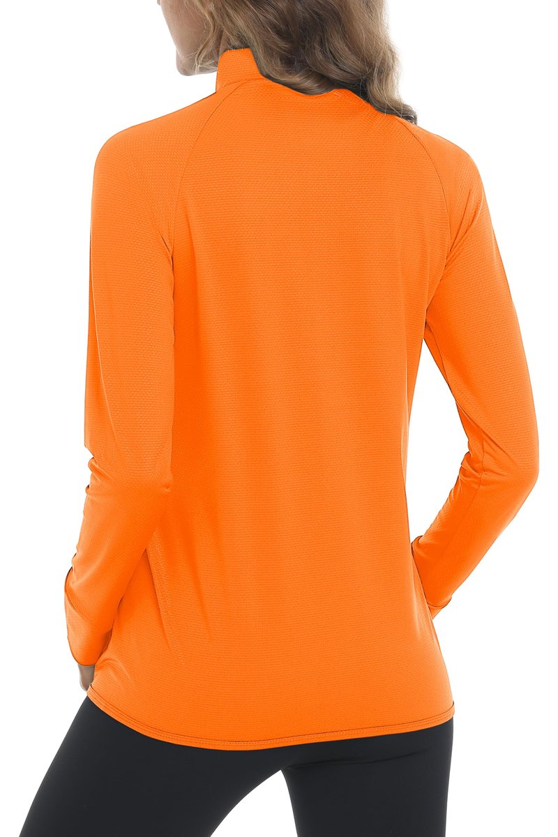 MAGCOMSEN Women's Long Sleeve Jackets Full Zip Lightweight UV Protection Hiking Shirts Athletic Jacket with Pockets Orange L