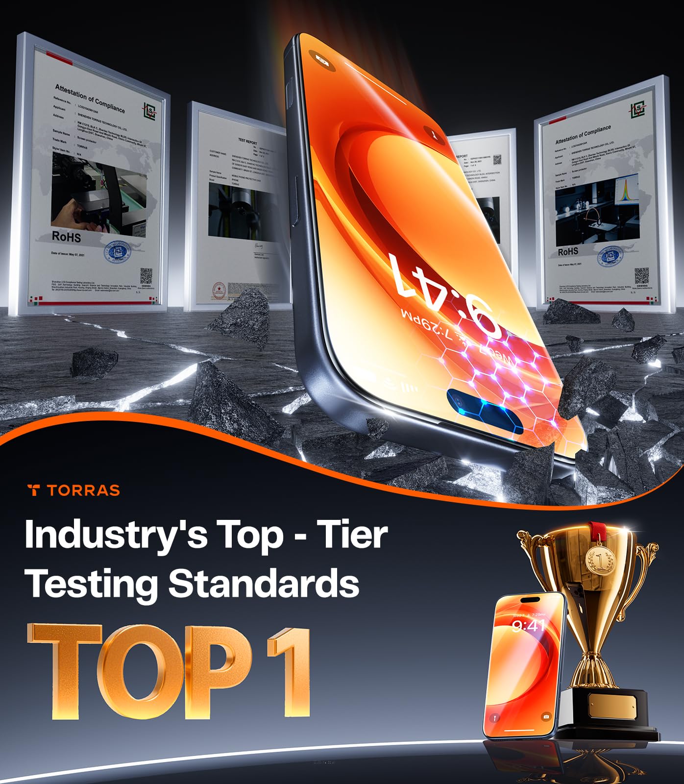 TORRAS Precision-Fit for iPhone 17 Pro Max Screen Protector 3.66m Military Shatterproof, 9H Anti-Scratch, Full Screen Tempered Glass, No Bubbles No Dust Screen Protector for iphone 17 pro max 2 Pack