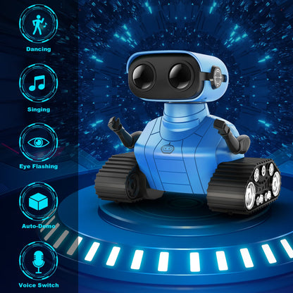 Hamourd Robot Toys for Boys Girls, Rechargeable Remote Control Emo Robots with Auto-Demonstration, Flexible Head & Arms, Dance Moves, Music, Shining LED Eyes for 5+ Years Old Kids