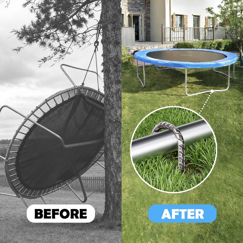 Eurmax USA 8-Pack U-Shape Ground Stakes,Rust-Proof Galvanized Steel Ground Anchors,Commercial Trampoline Stakes for High Winds,Secure Anti-Flip Tie Down for Soccer Goals,Swing Sets,Fences&Playsets