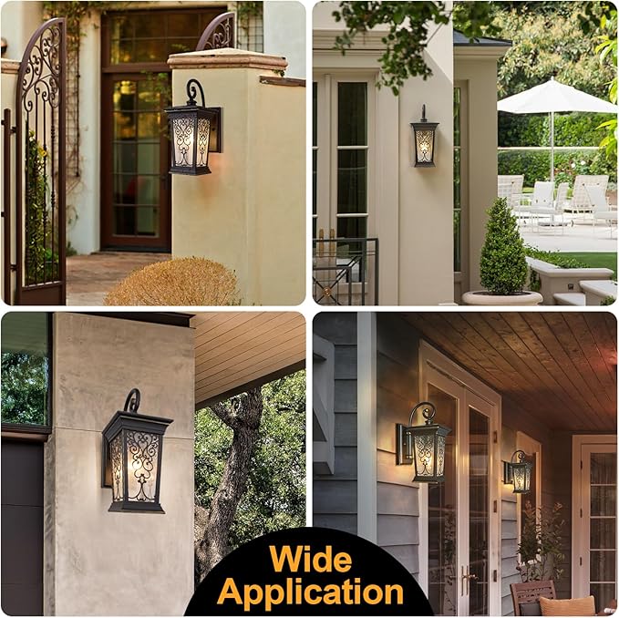 ALVIME Outdoor Wall Light Fixtures, Exterior Lighting Fixtures, Waterproof Outdoor Sconce Lights, Outside Patio Lanterns for Entryway, House Front Door, Farmhouse, Garage, E26 Base&Clear Seeded Glass