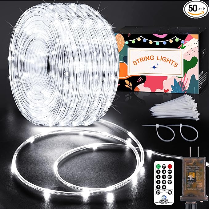 KNONEW 160FT 900LED Rope Lights for Outside,Outdoor String Lights Waterproof 8 Modes Clear Tube Light for Indoor,Bedroom,Wedding,Garden,Patio,Christmas,Tree,Rv,Holiday Decoration(Cold White)