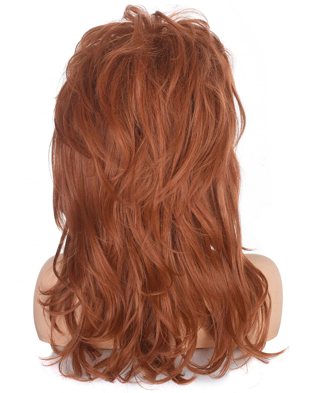 AMZCOS 80s Women Beehive Wig Long Wavy Ginger Bouffant Synthetic Hair Wigs for Married Housewife Big Red Vintage Costume Cosplay Halloween Party