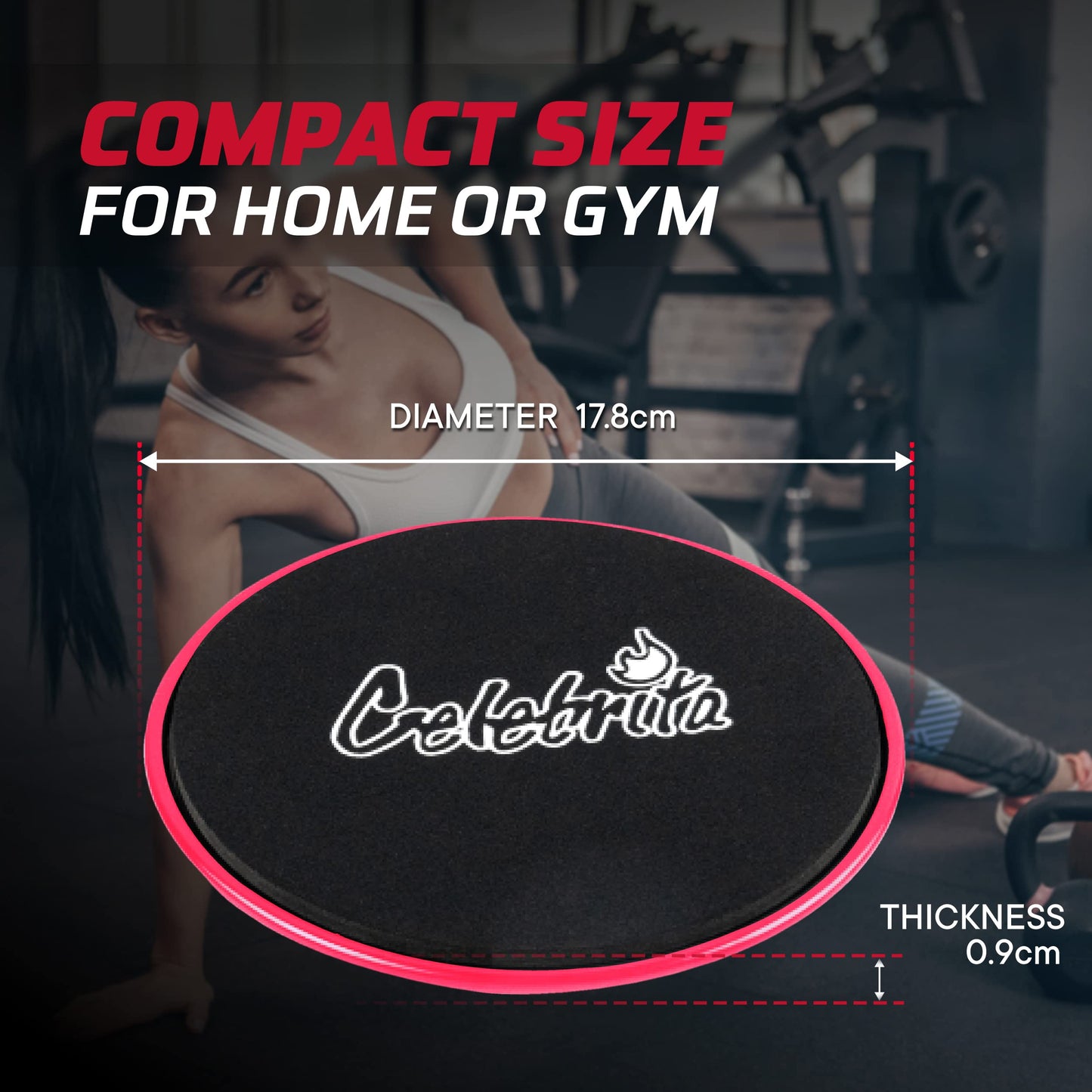 Celebrita Pair of Gliding Discs Core Sliders Ab, Back, Hip, and Leg Exercise Gear for Gym, Home, Yoga, Pilates | Strengthen Abdomen, Burn Fat, Improve Balance (Pink)