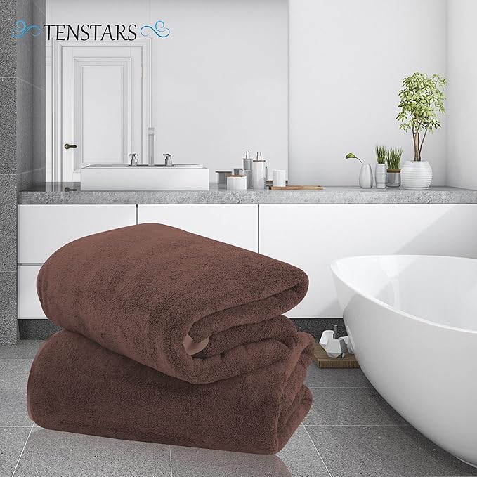 TENSTARS Silk Hemming Bath Towels