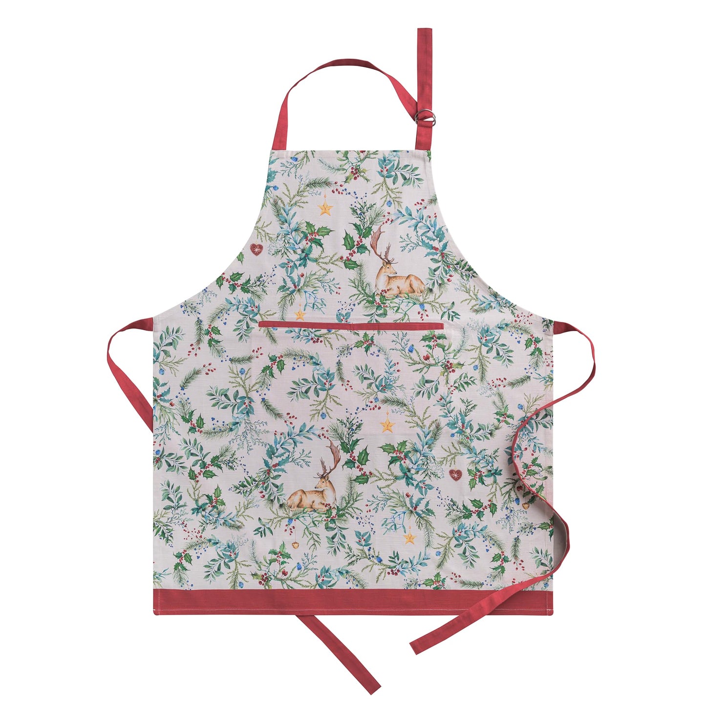 Maison d' Hermine 100% Cotton Apron for women with Pocket Kitchen Chef Fall Apron for Men Cooking Gardening Server Waitress Maid (Holly Time)