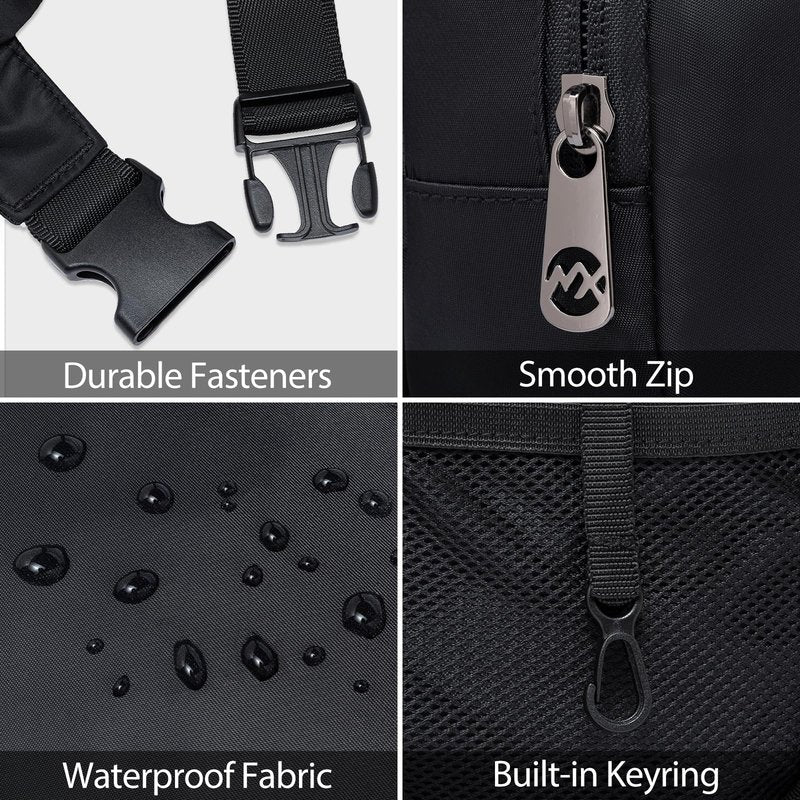 MAXTOP Fanny Packs for Women Men Water Resistant Crossbody Bags with 4-Zipper Pockets Adjustable Belt Bag for Travel Running Hiking Casual Walking Dog Dark Blue