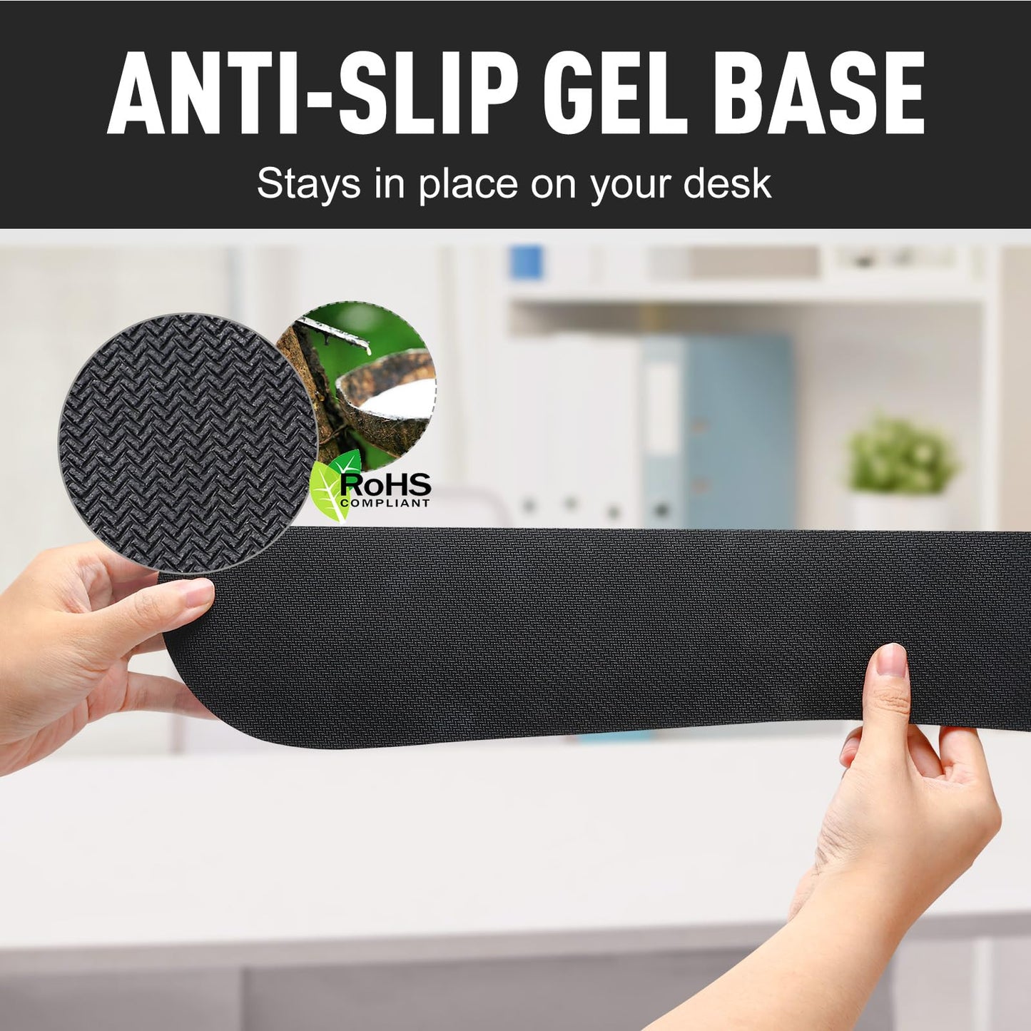Gimars 63D High-Density Thicken Memory Foam Keyboard Wrist Rest, 17.3'' Enlarge Ergonomic Wrist Rest with Anti-Slip Rubber Base for Typing Pain Relief, Office, Gaming, Computer, Laptop, Mac, Black