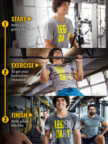 Actizio Men's Workout Shirt Cotton Fabric T-Shirt Short Sleeve Sweat Activated Motivational Exercise Gym Athletic Fit Moisture Wicking Fitness Shirt - Leg Day Legendary (Size XL)