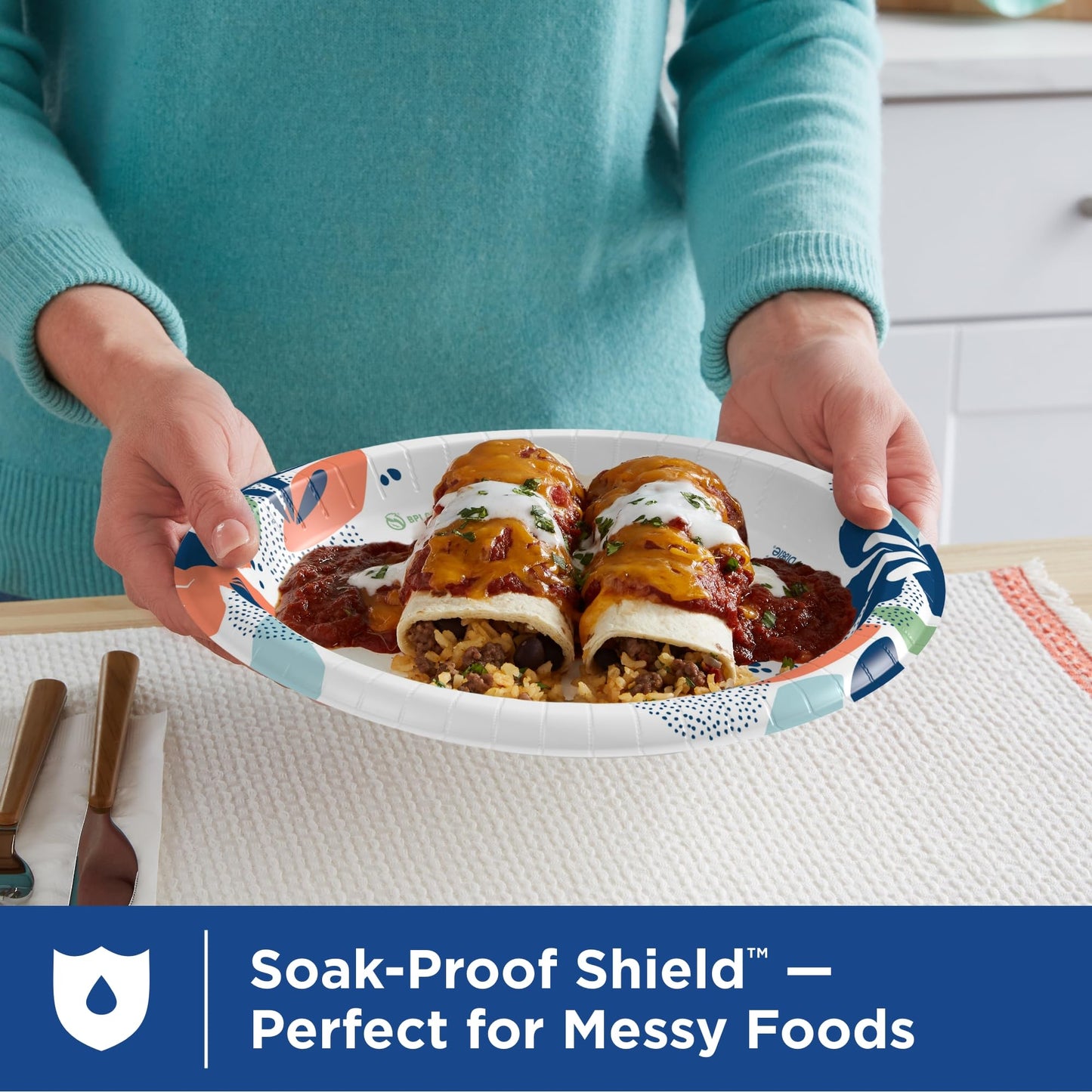 Dixie Large Paper Plates, 10 Inch, 204 Count, 2X Stronger*, Microwave-Safe, Soak-Proof, Cut Resistant, Disposable Plates For Everyday Breakfast, Lunch, & Dinner Meals