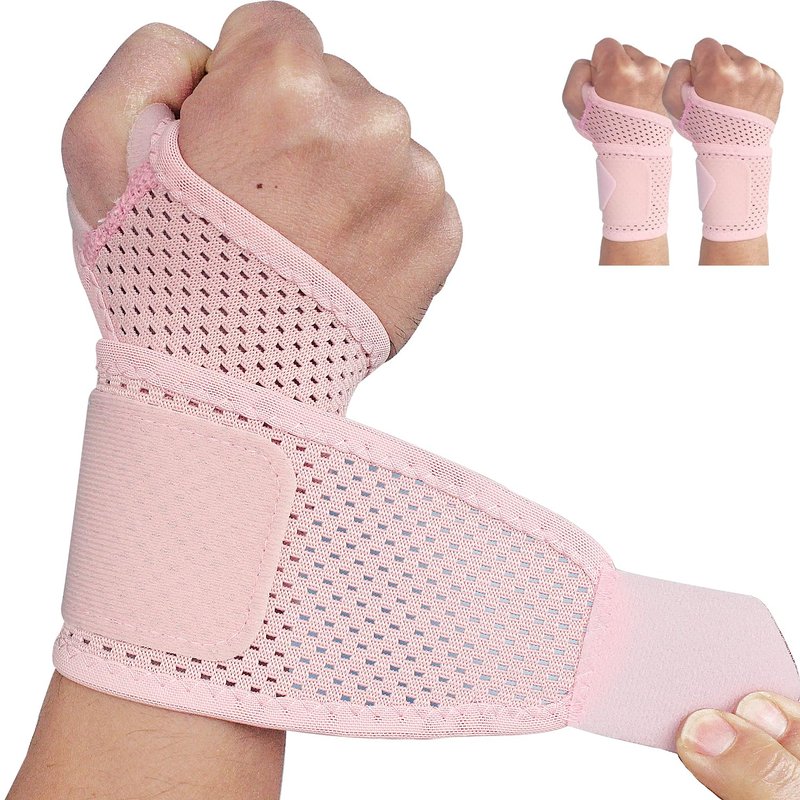 Ultra-Thin Mesh Wrist Brace - Breathable Compression Support for Pain Relief | Adjustable Unisex Design (Pink) - 2 Pack