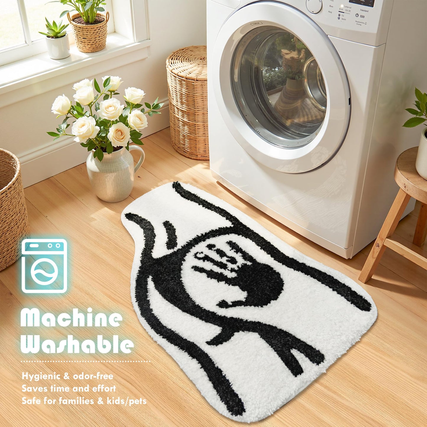 Didswuit Female Body Shape Tufted Bath Rug, Funny Hands Pattern Bathmat Carpet, 23.6"x15.8" Abstract Washable Absorbent Floor Mat Home Décor for Bathroom Living Room Non-Slip Doormat