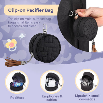 RUVALINO Baby Changing Bag Backpack, Neutral All-in-One Nappy Backpack for, Multifunction Baby Bags with Portable Changing Pad, Stroller Straps, Pacifier Case and Insulated Pockets, Black