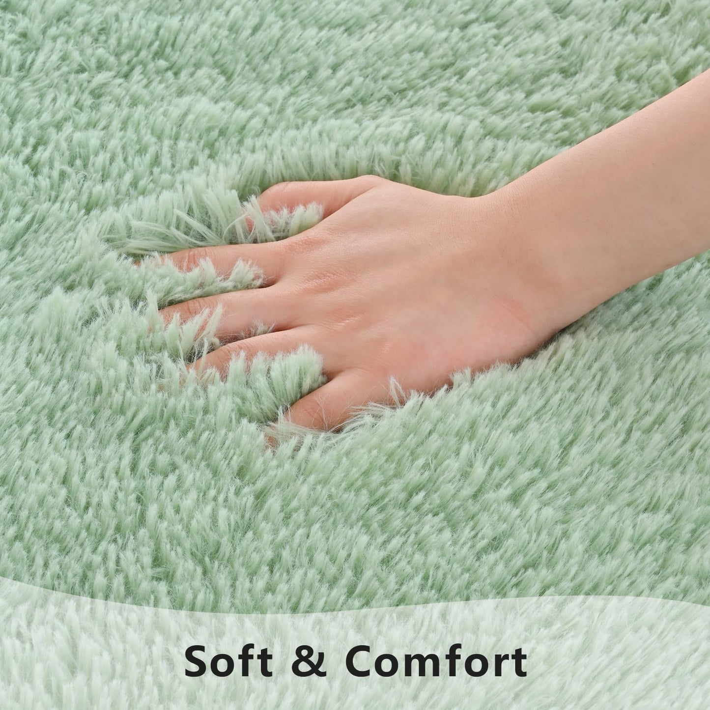 Zedrew Sage Green Runner Area Rugs for Bedroom Living Room, 2x4 Feet Fluffy Bedside Rugs, Soft Shaggy Carpet Rug for Kids Room Nursery, Furry Rugs for Girls Boys Dorm Room Home Decor