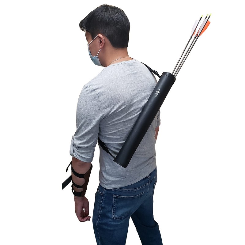 SAS Southland Archery Supply Leather Tube 17" Hip Quiver Arrow Holder with Belt Clip (Hip/Back Quiver 2-in-1)