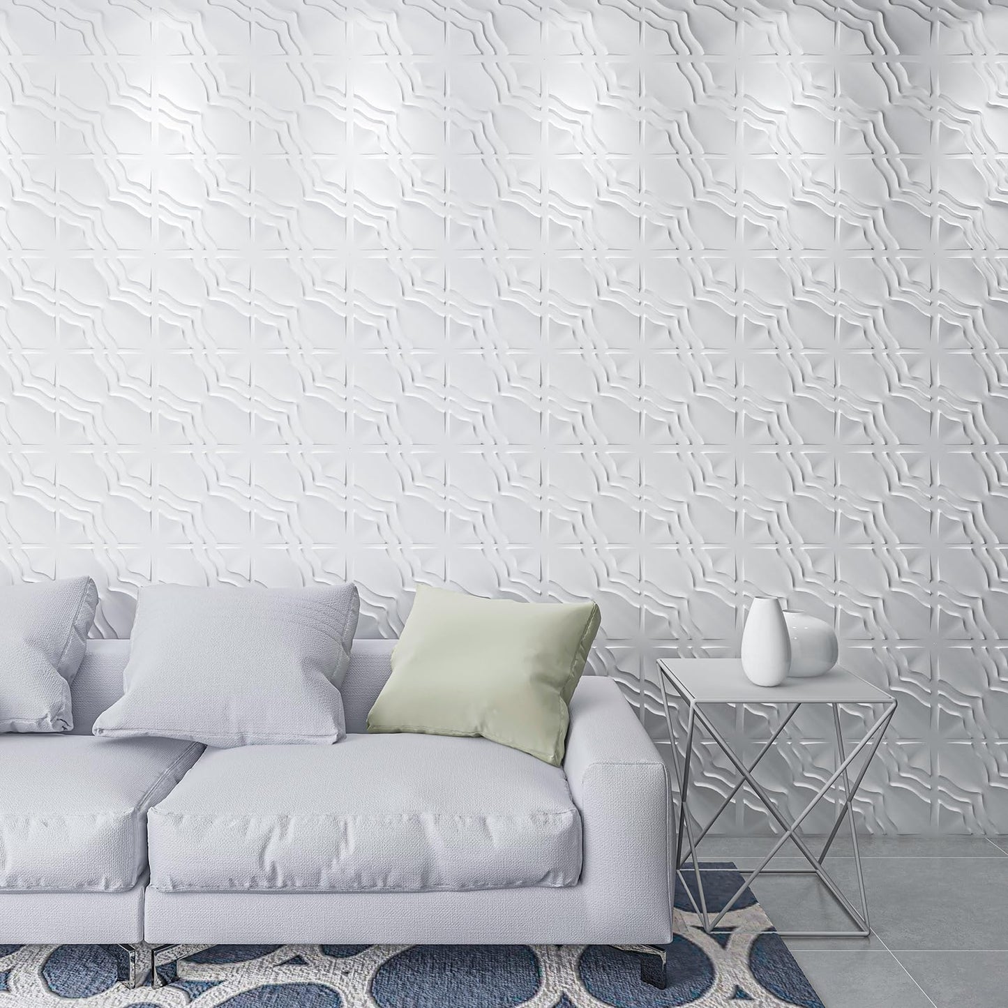 Art3dwallpanels 33 Pack 3D Wall Panel, 2 Different Effects PVC Textured Wall Panels for Interior Wall Décor, 12 x12 Inch Cover 32.Sq.Ft, White