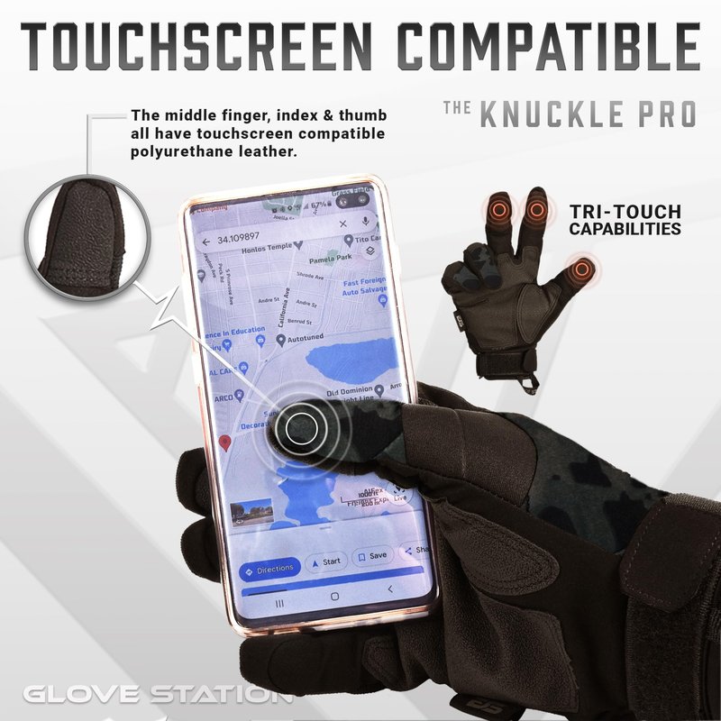 Glove Station Gloves for Men – Touchscreen Utility Gear with Hard Knuckle Protection Used in Motorcycle, Airsoft, & Outdoor Work Black Multicam XX-Large