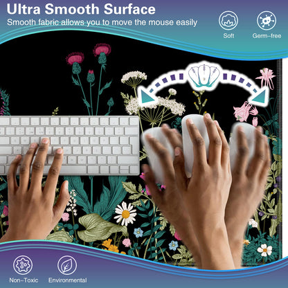 Acezeek Large Mouse Mat,Gaming Mouse Pad,900X400mm(35.4X15.7in) XXL Mousepad,Desk Protector Mat with Anti-Slip Base,Waterproof&Durable Mousemat for Gaming,Office,Home(Flowers & Plants)