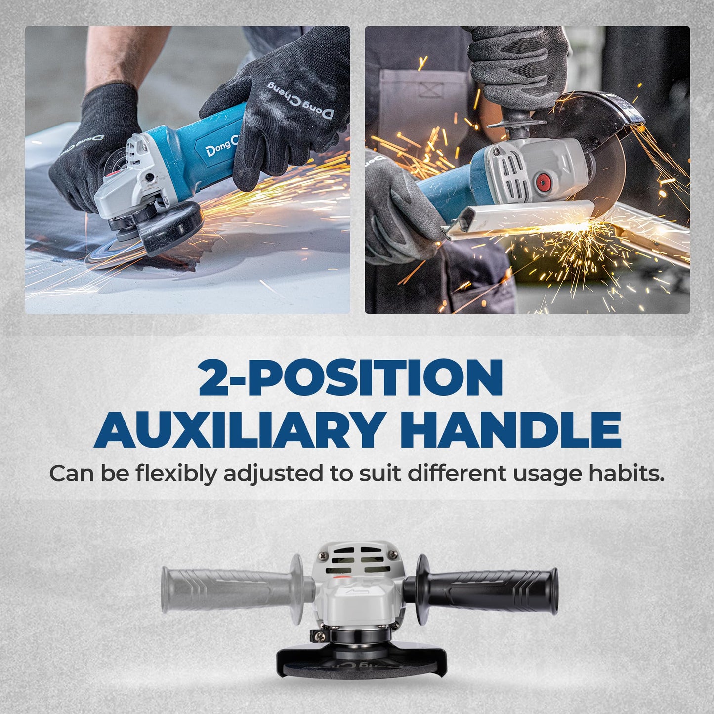DongCheng Angle Grinder 4-1/2 inch 6.7-Amp Paddle Switch 11800RPM Power Electric Grinder Tools with Cutting & Grinding Wheels, Flap Discs, Auxiliary Handle for Metal & Rust Removal, Beginner-Friendly