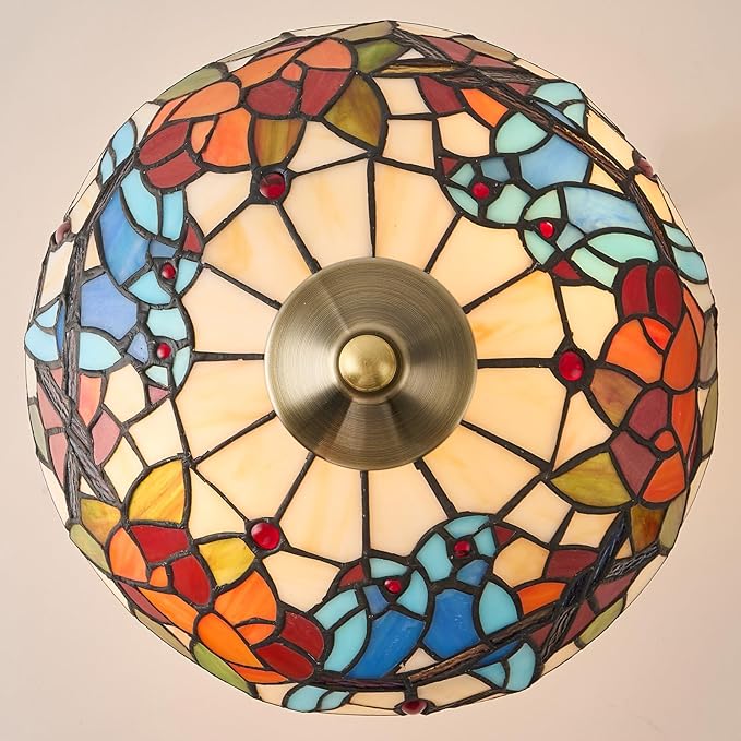 Tiffany Style Table Lamp, Stained Glass Table Light,Art Craft Antique Decor Lamp for Bedside Nightstand Bedroom Living Room Home Office ect
