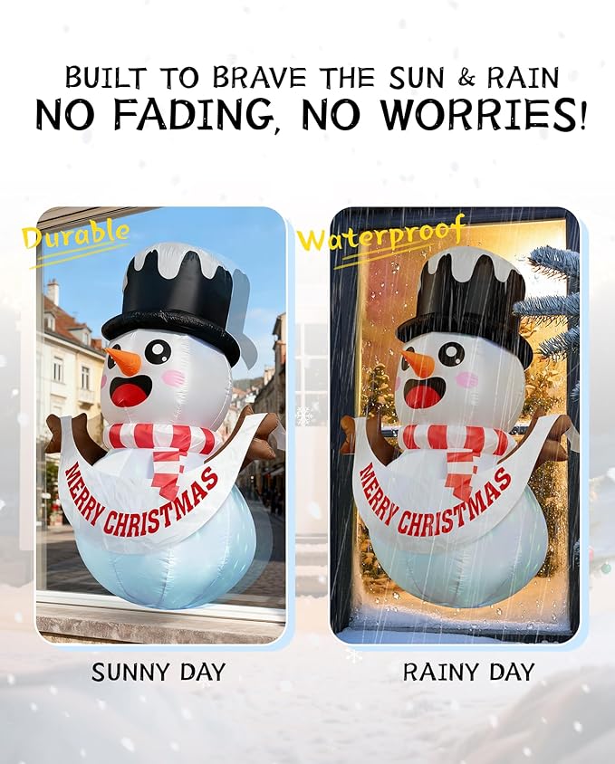 Christmas Inflatable Snowman, 5FT Window Decor Outdoor Indoor Blow Up, Build-in LED Xmas Yard Decor for Inflatable Outdoor Decoration(Christmas Inflatable Snowman)