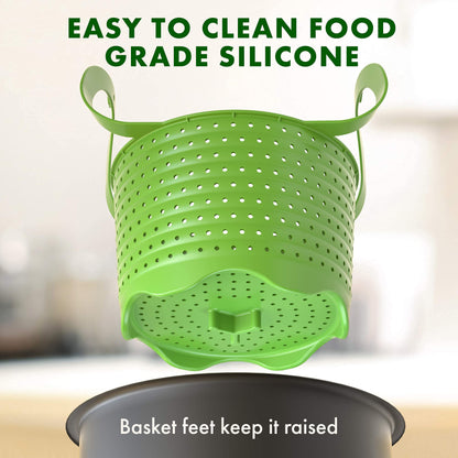 Avokado Silicone Steamer Basket for 3qt Instant Pot [6qt, 8qt avail], Ninja Foodi, Other Pressure Cookers - 100% Food Safe, BPA-Free, Dishwasher Safe Collapsible Vegetable Steamer Basket & Strainer