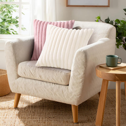 Pallene Faux Fur Plush Christmas Throw Pillow Covers 18x18 Set of 2, Luxury Soft Fluffy Striped Decorative Pillow Covers for Sofa, Couch, Living Room, Cream White