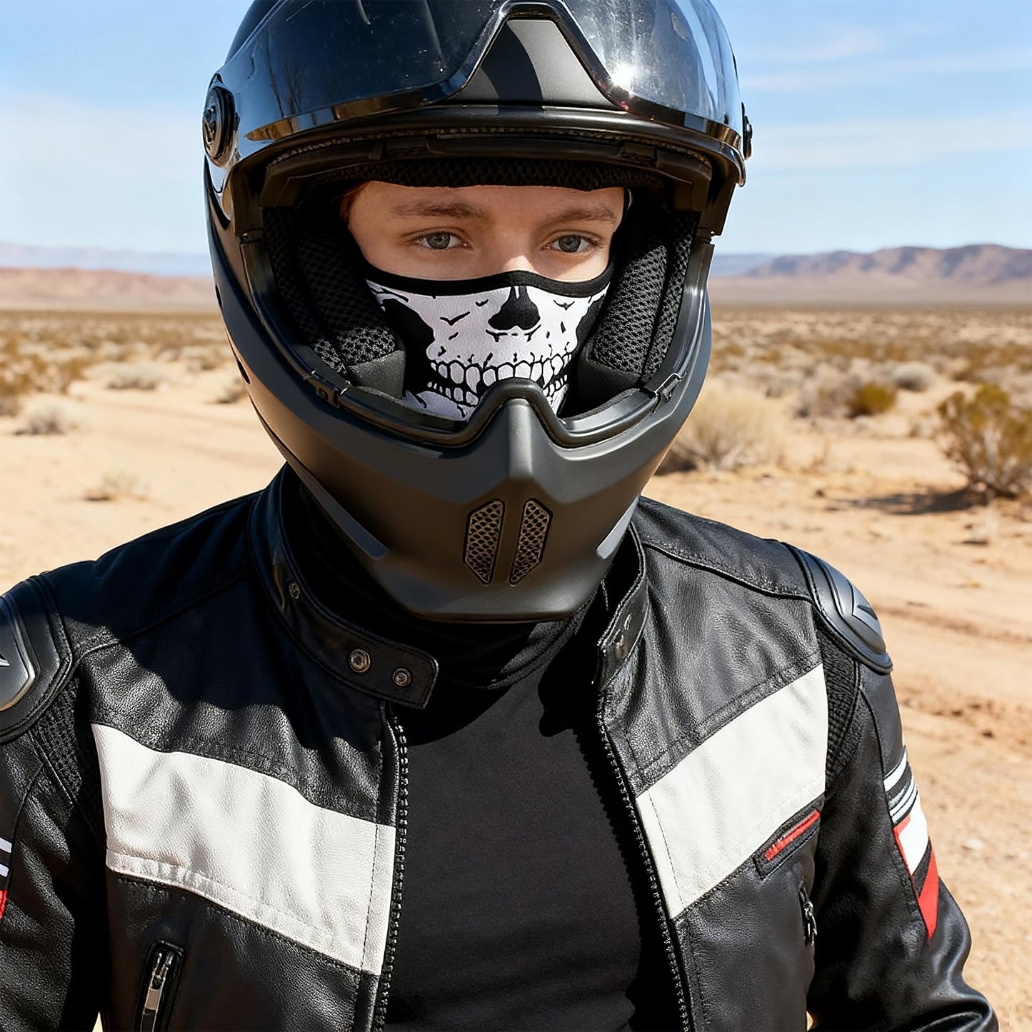 TClian Skull Mask Balaclava Ghost Skeleton Bandana Motorcycle Full Face Mask Military Tactical Airsoft Masks Halloween Mask (Skull-02)