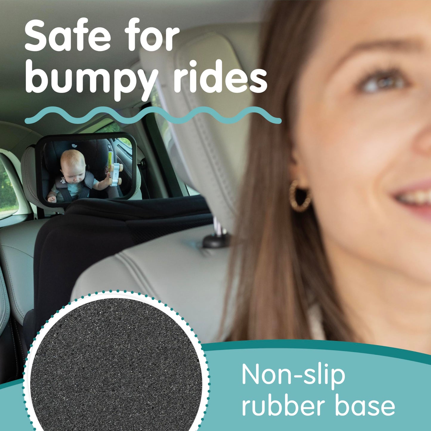 Onco Baby Car Mirror - 100% Shatterproof & Shakeproof, Award-Winning Car Mirror Baby Rear View, Non-Slip with 360° Rotation, Newborn Essentials