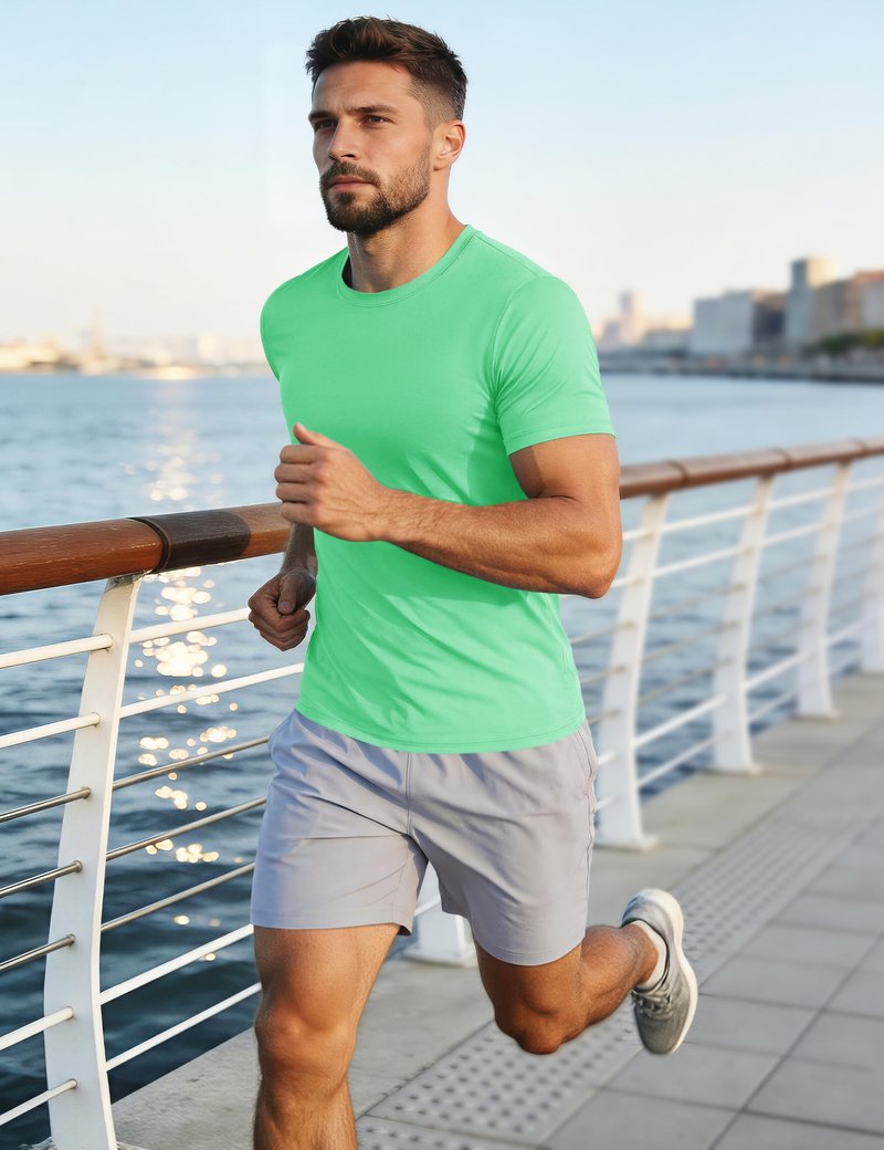 Short Sleeve Shirts for Men Dry Fit Moisture Wicking Tshirts Active Athletic Performance Shirts Workout Running T-Shirt Mint Green