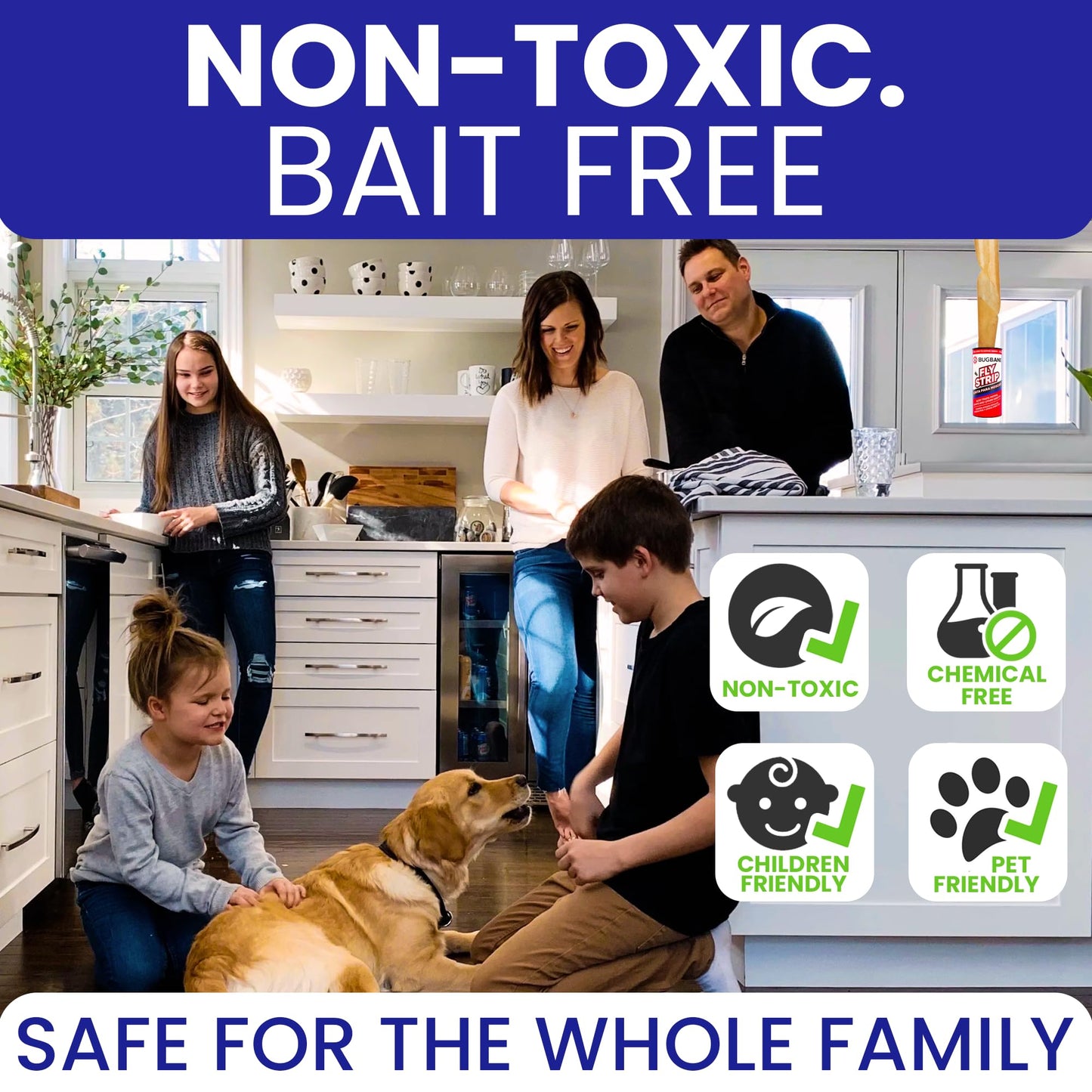 Fly Strips Indoor Sticky Hanging 24pk with Pins. Non Toxic Outdoor Fly Trap Indoor for Home. Flies Tape Paper Trap Ribbon Roll for House Gnat Fruit and Housefly. Bug Catchers for Inside Home Flypaper