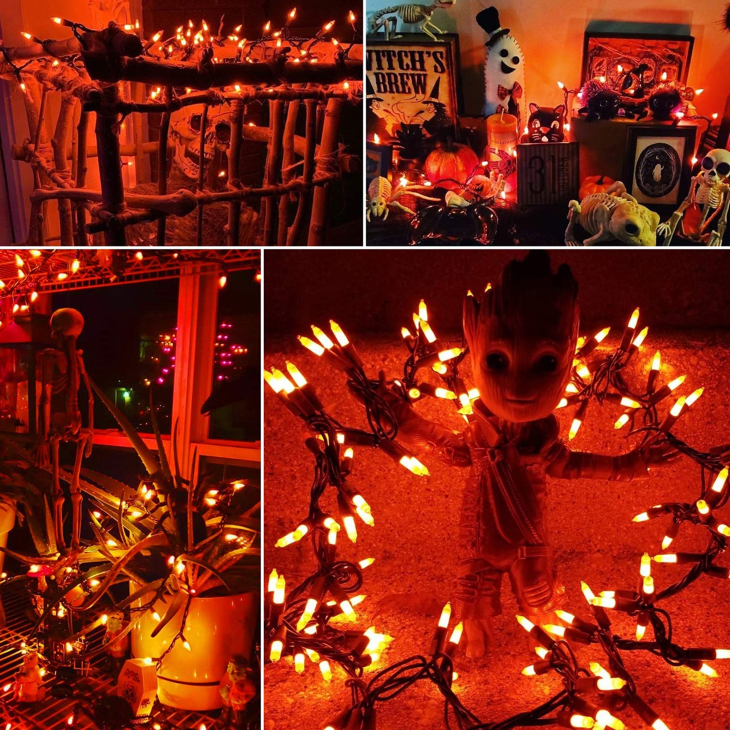 Brizled Orange Halloween Lights, 21.3ft 100-ct Incandescent String Lights Connectable, UL Certified, Black Wire Mini Light Set for Indoor & Outdoor Decorations, Holiday, Christmas